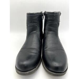 Natural Soul All Thru Comfort Black Leather Side Zip Up Ankle Booties Size 8M